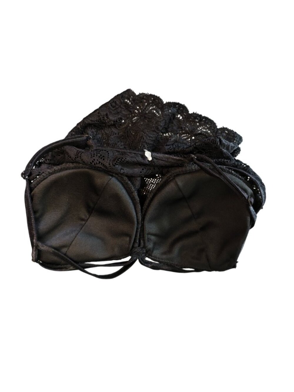 Womens S Lace Bralette Crop Top Black Floral Strappy Padded Adjustable Cami Tank - Picture 3 of 3